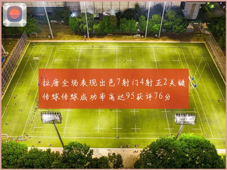 拉唐全场表现出色7射门4射正2关键传球传球成功率高达95获评76分